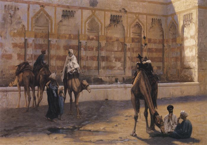 Jean - Leon Gerome Camels at the Watering Place. china oil painting image